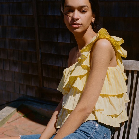 NWT Anthropologie Ruffled One-Shoulder Blouse. - Picture 7 of 8